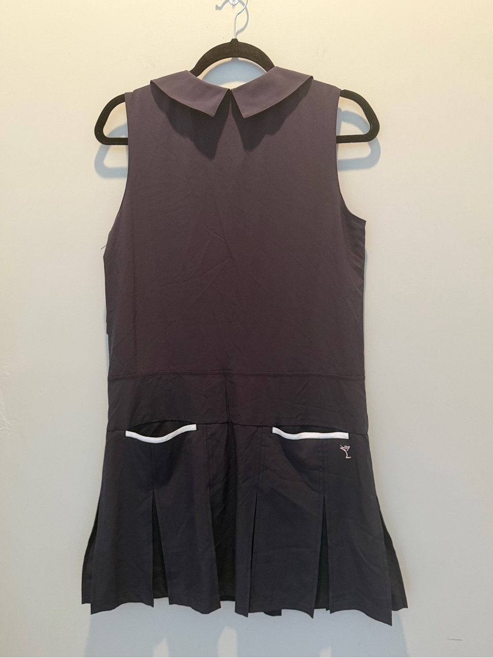 Golftini Timeless Pleated Sleeveless Navy Zip-Front Romper Dress NWT - Picture 7 of 8